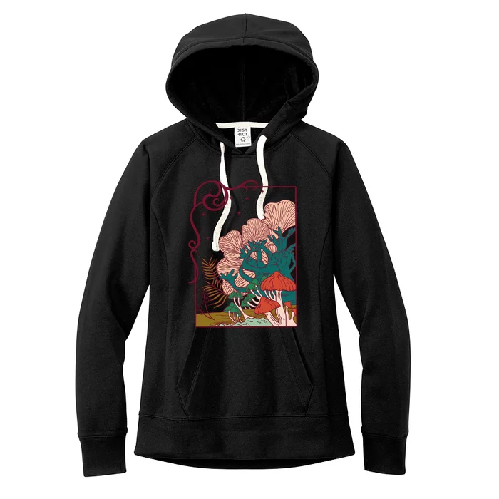 Cool Mushrooms Illustration Women's Fleece Hoodie