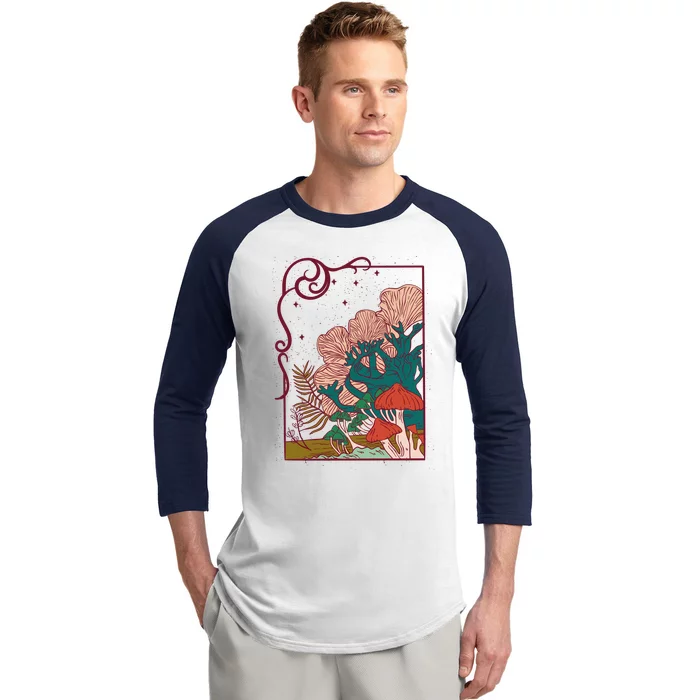 Cool Mushrooms Illustration Baseball Sleeve Shirt