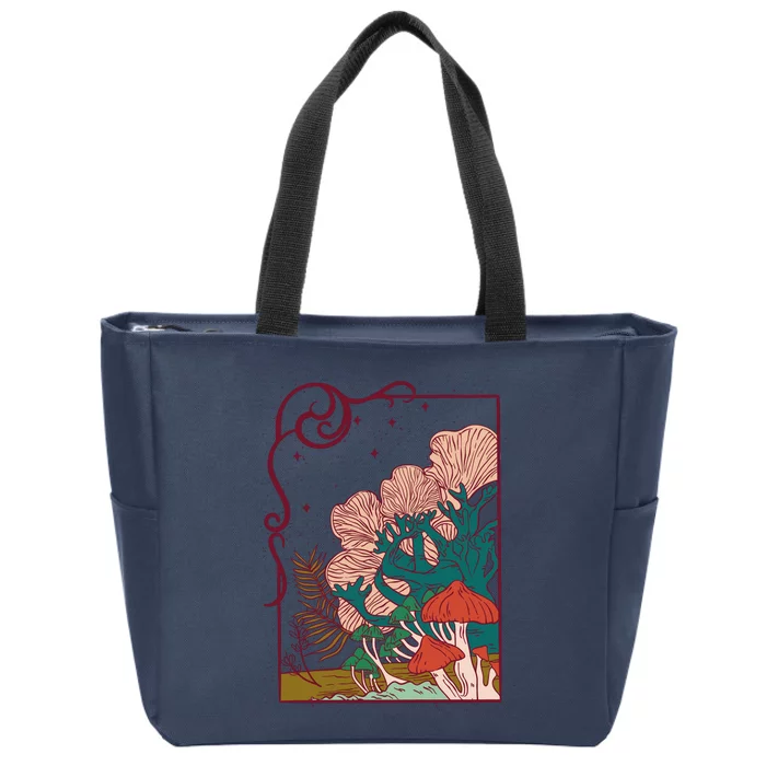 Cool Mushrooms Illustration Zip Tote Bag