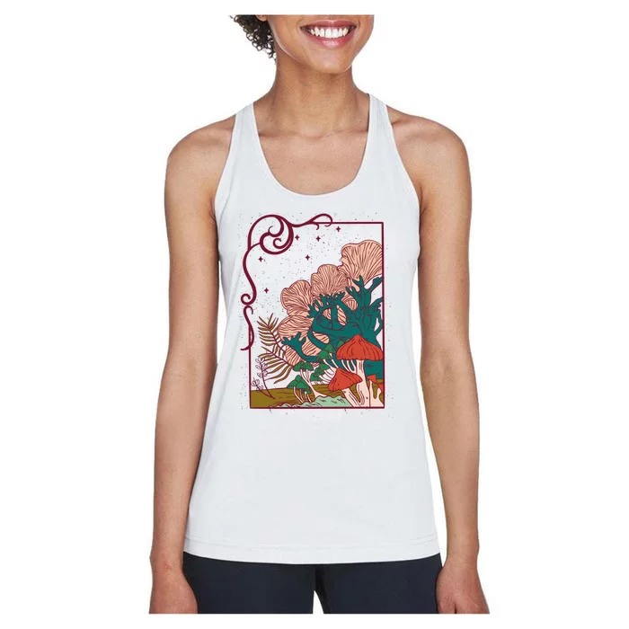 Cool Mushrooms Illustration Women's Racerback Tank