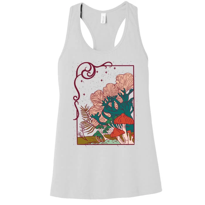 Cool Mushrooms Illustration Women's Racerback Tank