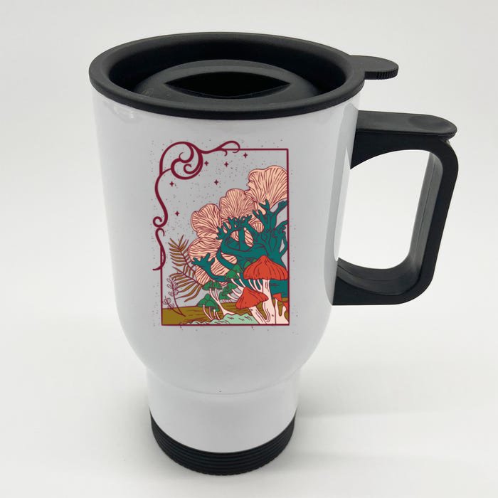 Cool Mushrooms Illustration Front & Back Stainless Steel Travel Mug