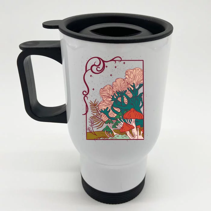 Cool Mushrooms Illustration Front & Back Stainless Steel Travel Mug