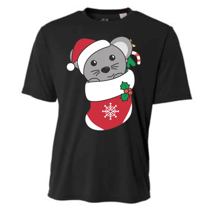 Cute Mouse In Christmas Sock For Christmas Mice Cool Gift Cooling Performance Crew T-Shirt