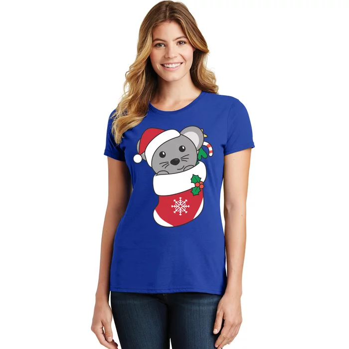 Cute Mouse In Christmas Sock For Christmas Mice Cool Gift Women's T-Shirt