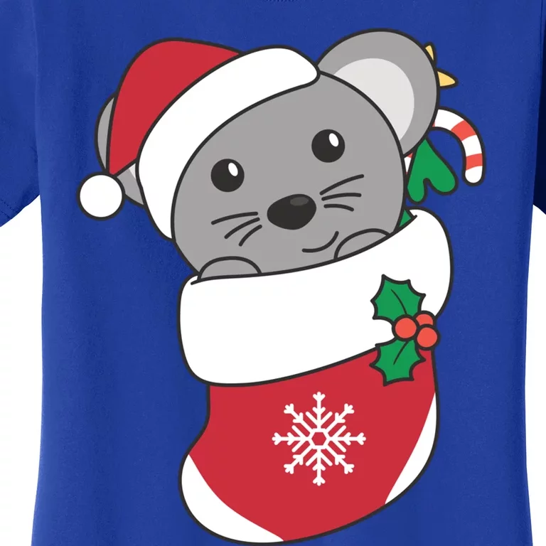 Cute Mouse In Christmas Sock For Christmas Mice Cool Gift Women's T-Shirt