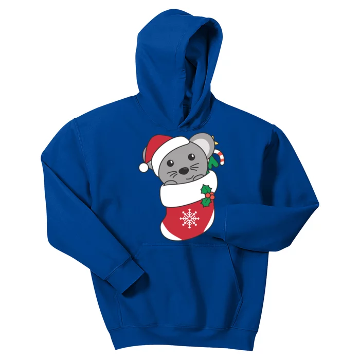 Cute Mouse In Christmas Sock For Christmas Mice Cool Gift Kids Hoodie