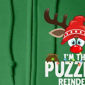 Christmas Matching IM The Puzzles Reindeer Full Zip Hoodie