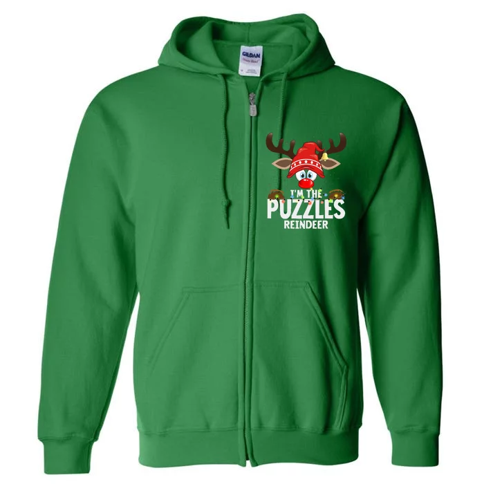 Christmas Matching IM The Puzzles Reindeer Full Zip Hoodie