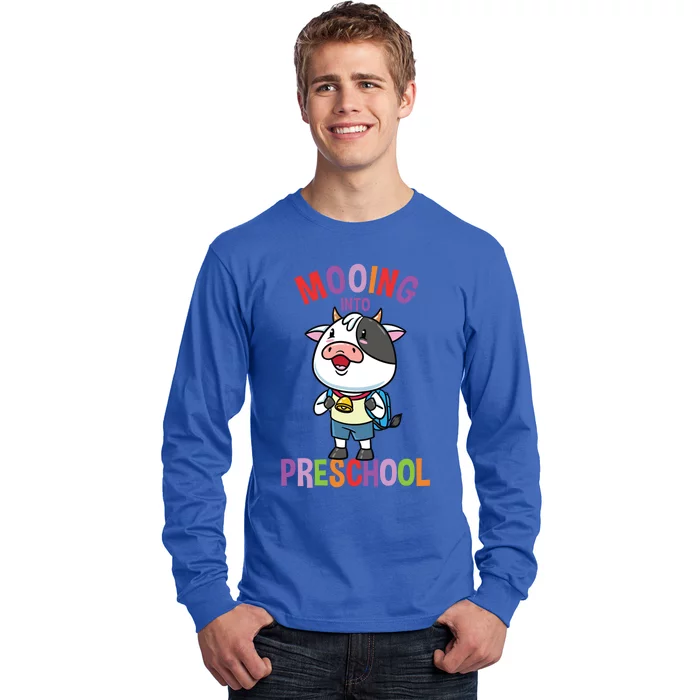 Cow Mooing Into Preschool Cute Gift Long Sleeve Shirt