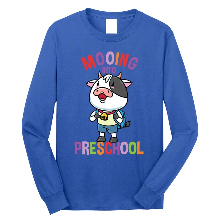 Cow Mooing Into Preschool Cute Gift Long Sleeve Shirt