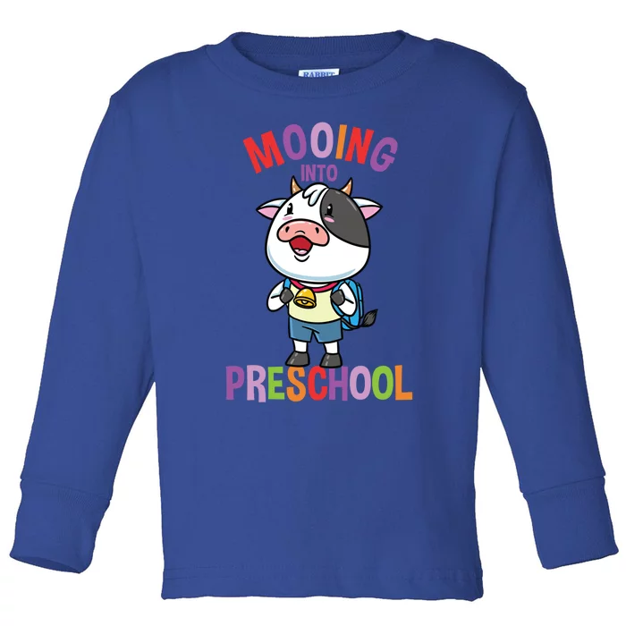 Cow Mooing Into Preschool Cute Gift Toddler Long Sleeve Shirt