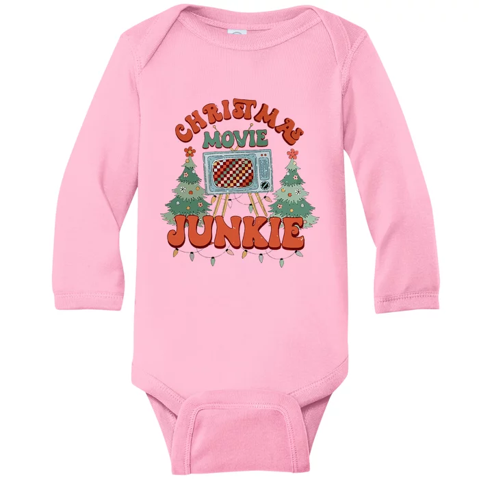 Christmas Movie Junkie Retro Christmas Tree Chrismas Baby Long Sleeve Bodysuit