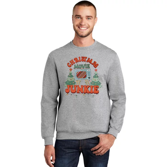 Christmas Movie Junkie Retro Christmas Tree Chrismas Tall Sweatshirt