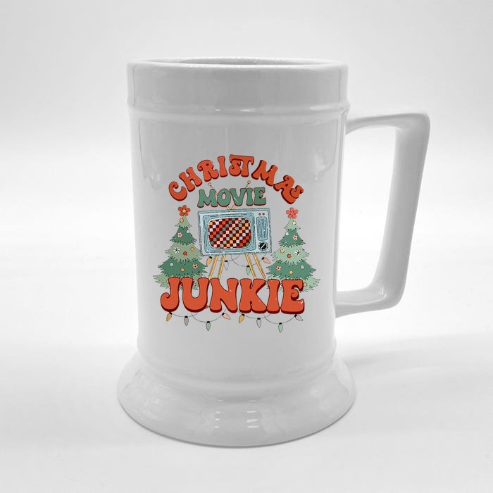 Christmas Movie Junkie Retro Christmas Tree Chrismas Front & Back Beer Stein