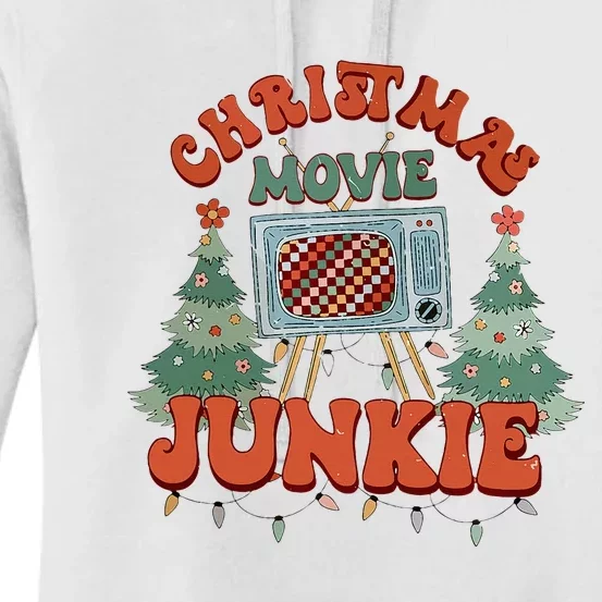 Christmas Movie Junkie Retro Christmas Tree Chrismas Women's Pullover Hoodie