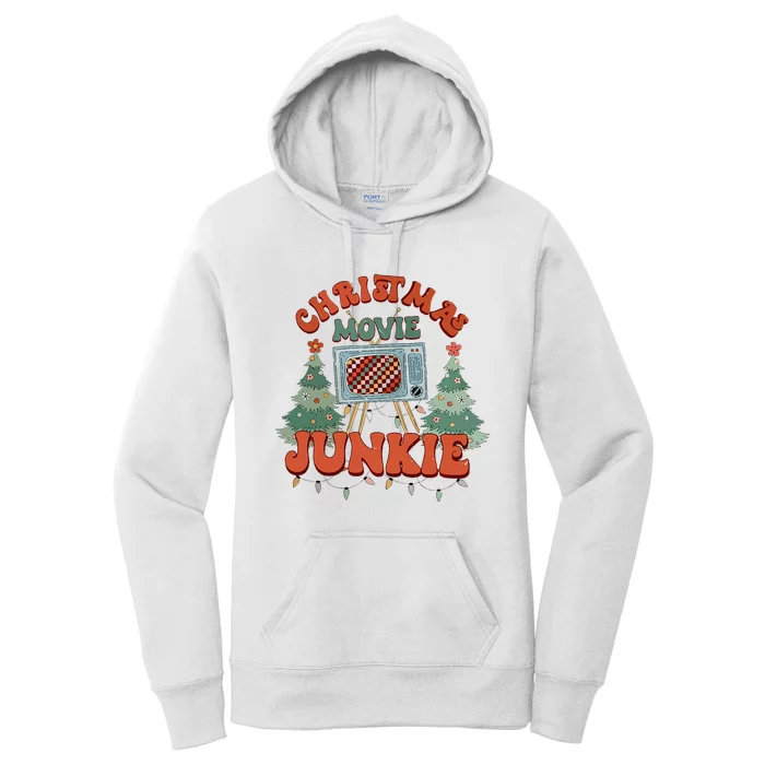 Christmas Movie Junkie Retro Christmas Tree Chrismas Women's Pullover Hoodie