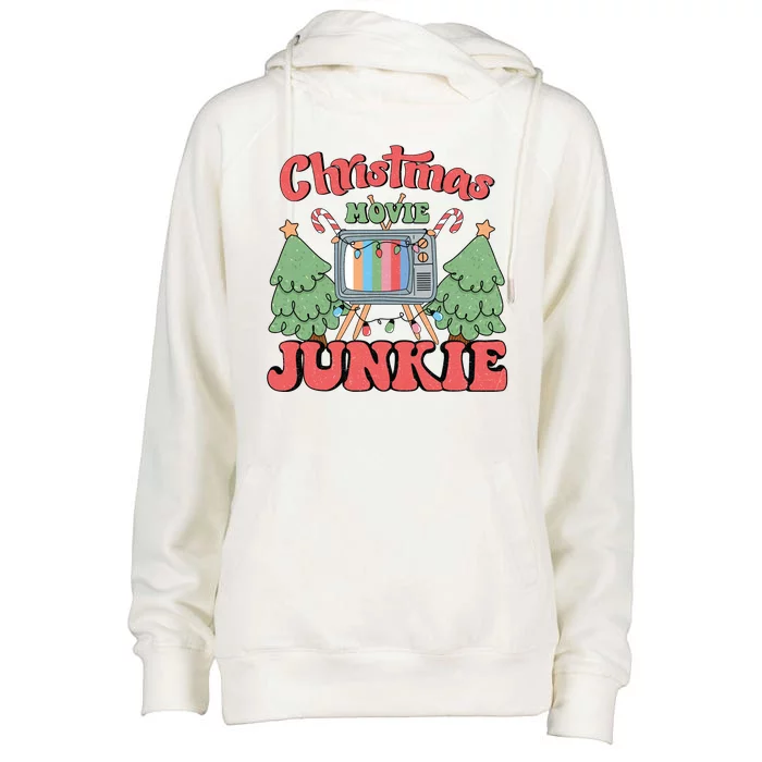 Christmas Movie Junkie Womens Funnel Neck Pullover Hood