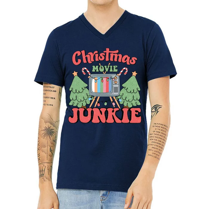 Christmas Movie Junkie V-Neck T-Shirt