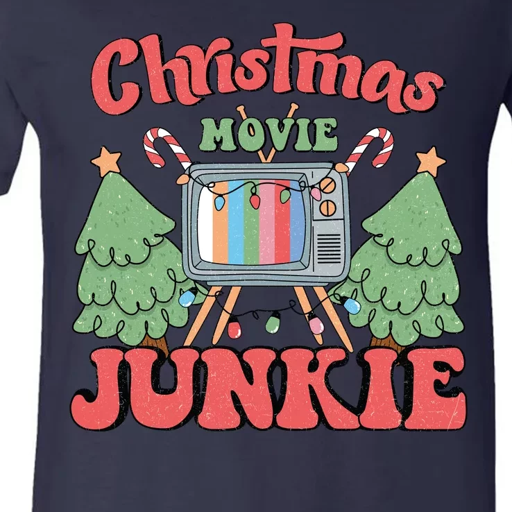 Christmas Movie Junkie V-Neck T-Shirt