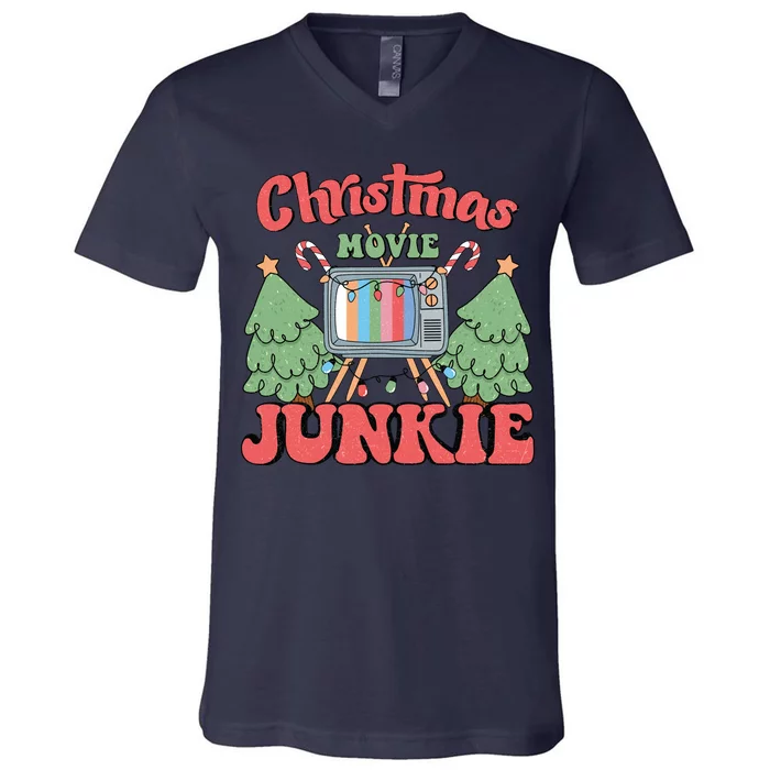 Christmas Movie Junkie V-Neck T-Shirt