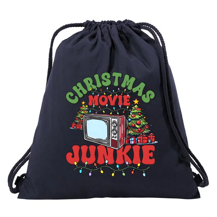 Christmas Movie Junkie Xmas Holiday Season Drawstring Bag