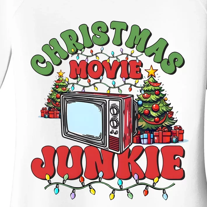 Christmas Movie Junkie Xmas Holiday Season Women's Perfect Tri Tunic Long Sleeve Shirt