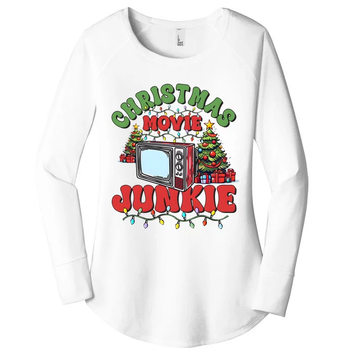 Christmas Movie Junkie Xmas Holiday Season Women's Perfect Tri Tunic Long Sleeve Shirt