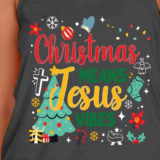 Christmas Means Jesus Vibes Xmas Women Christian Nativity Women's Knotted Racerback Tank