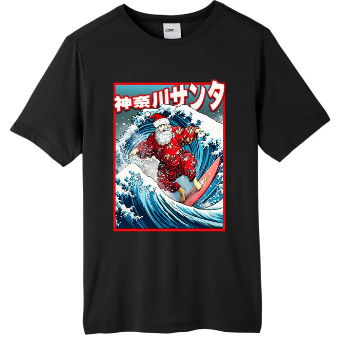 Christmas Meets Japanese Great Wave Santa Surfs Kanagawa ChromaSoft Performance T-Shirt