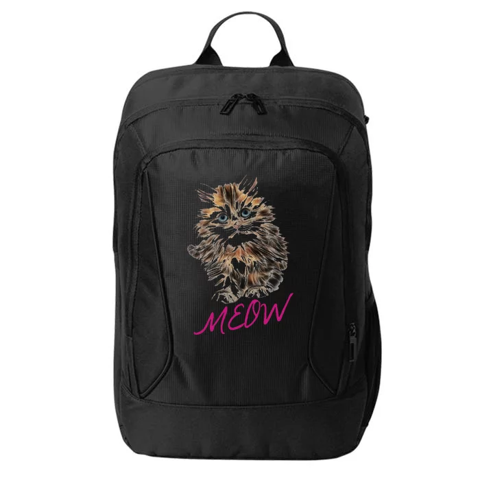 Cat Meow Kitty Funny Cats Mom And Cat Dad Gift City Backpack