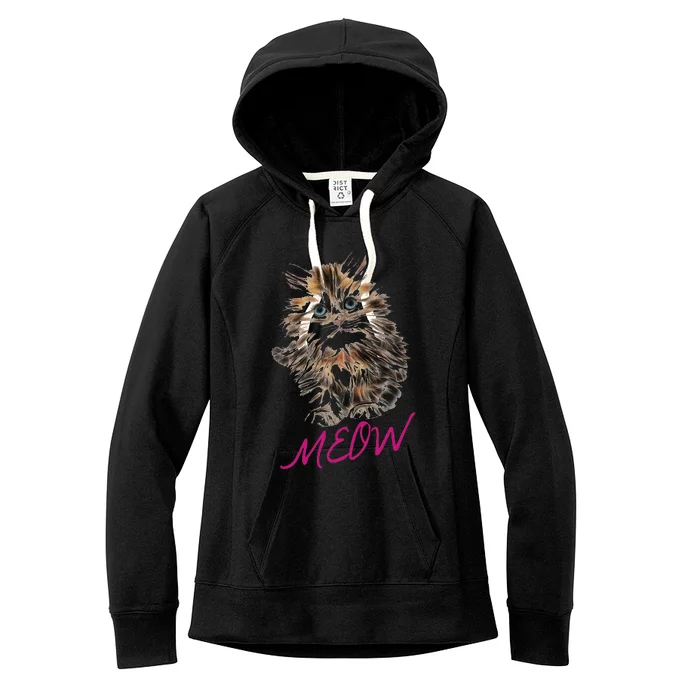 Cat Meow Kitty Funny Cats Mom And Cat Dad Gift Women's Fleece Hoodie