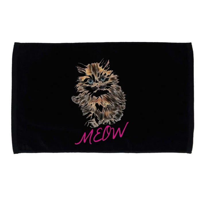 Cat Meow Kitty Funny Cats Mom And Cat Dad Gift Microfiber Hand Towel