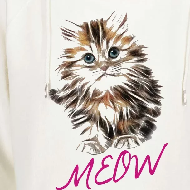 Cat Meow Kitty Funny Cats Mom And Cat Dad Gift Womens Funnel Neck Pullover Hood