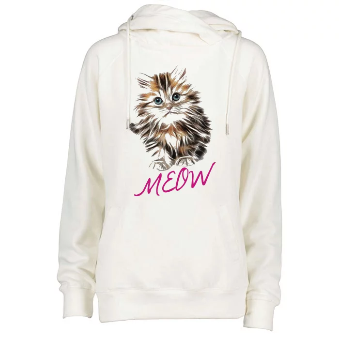 Cat Meow Kitty Funny Cats Mom And Cat Dad Gift Womens Funnel Neck Pullover Hood