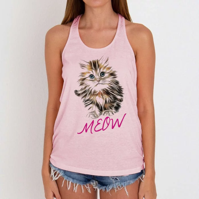 Cat Meow Kitty Funny Cats Mom And Cat Dad Gift Women's Knotted Racerback Tank