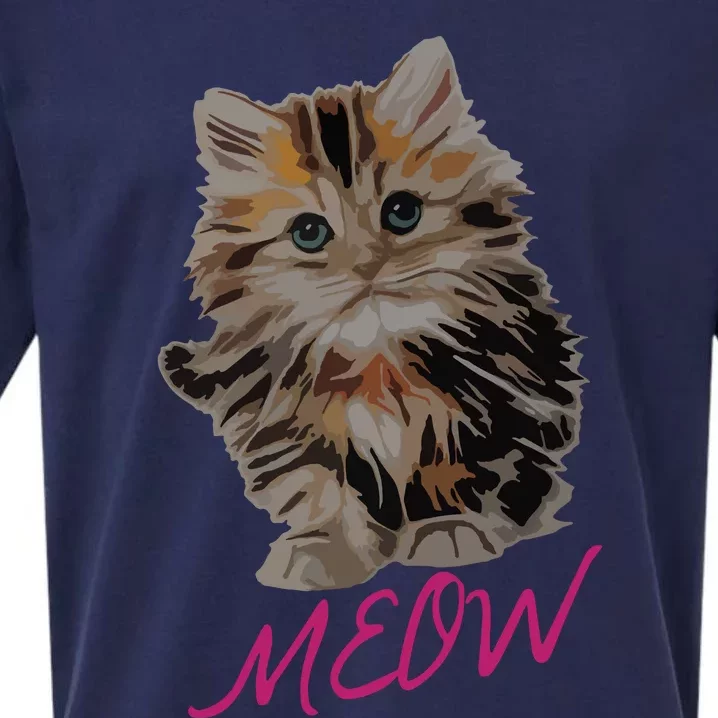 Cat Meow Kitty Funny Cats Mom And Cat Dad Gift Sueded Cloud Jersey T-Shirt