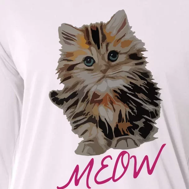 Cat Meow Kitty Funny Cats Mom And Cat Dad Gift Cooling Performance Long Sleeve Crew