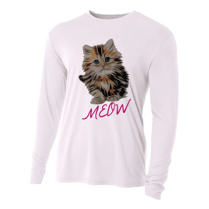 Cat Meow Kitty Funny Cats Mom And Cat Dad Gift Cooling Performance Long Sleeve Crew