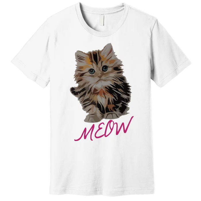 Cat Meow Kitty Funny Cats Mom And Cat Dad Gift Premium T-Shirt