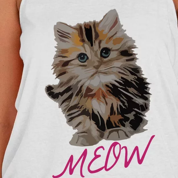 Cat Meow Kitty Funny Cats Mom And Cat Dad Gift Women's Knotted Racerback Tank