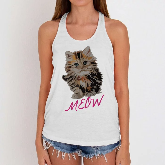 Cat Meow Kitty Funny Cats Mom And Cat Dad Gift Women's Knotted Racerback Tank