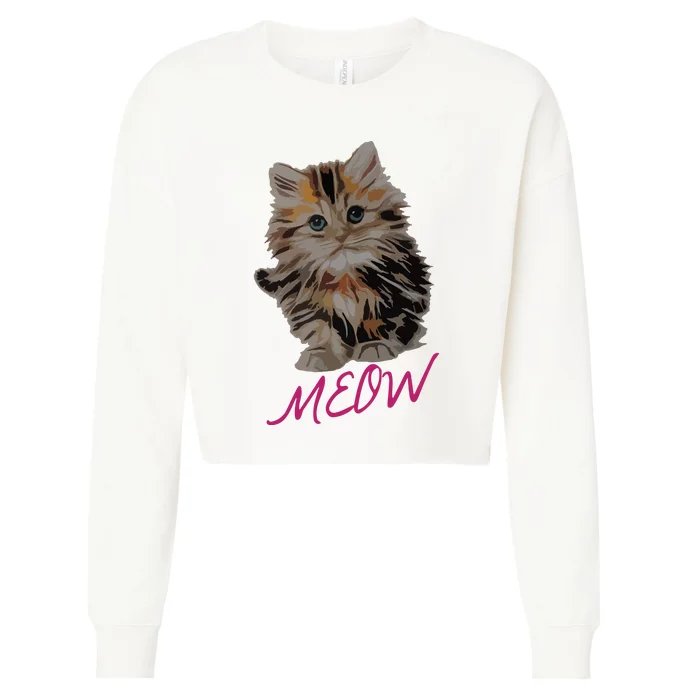 Cat Meow Kitty Funny Cats Mom And Cat Dad Gift Cropped Pullover Crew