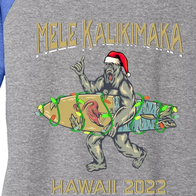 Cute Mele Kalikimaka For Hawaii Or Christmas Cruise Vacation Gift Women's Tri-Blend 3/4-Sleeve Raglan Shirt