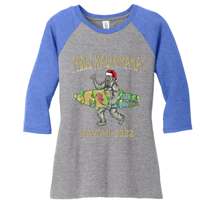 Cute Mele Kalikimaka For Hawaii Or Christmas Cruise Vacation Gift Women's Tri-Blend 3/4-Sleeve Raglan Shirt