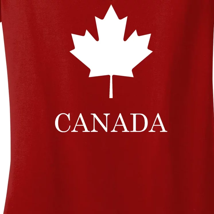 Canada Maple Leaf Canadian Flag Women's V-Neck T-Shirt