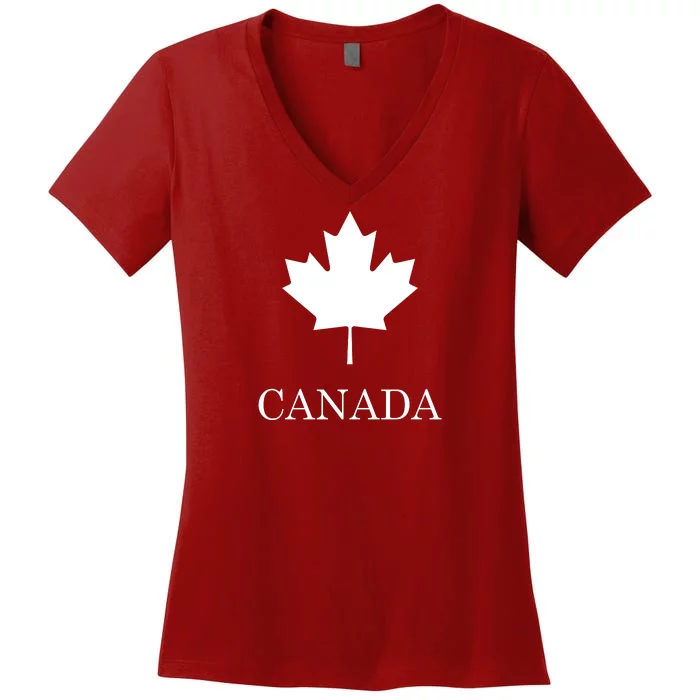 Canada Maple Leaf Canadian Flag Women's V-Neck T-Shirt