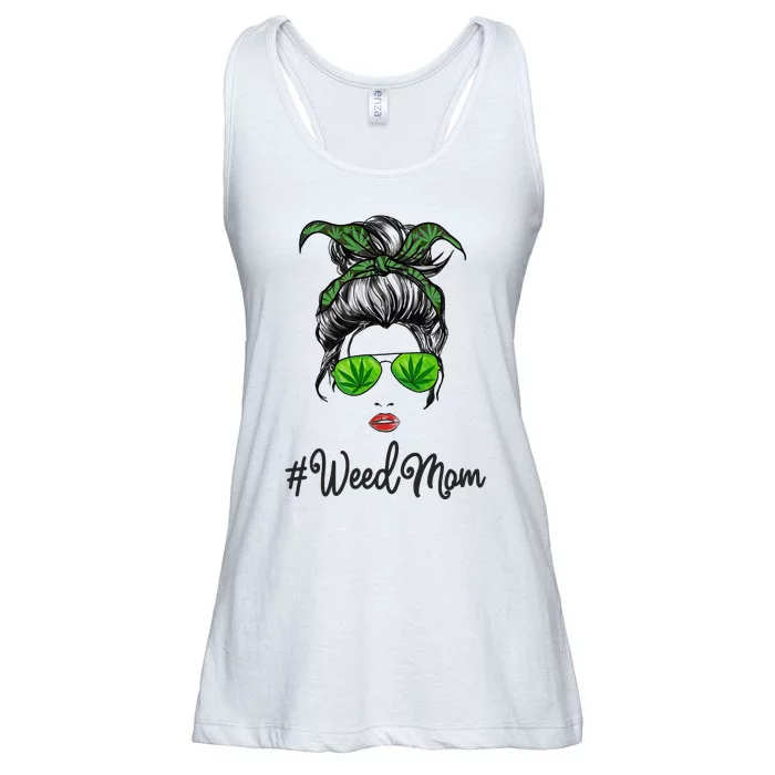 Classy Mom Life with Leopard Mom Marijuana Weed Lover Ladies Essential Flowy Tank