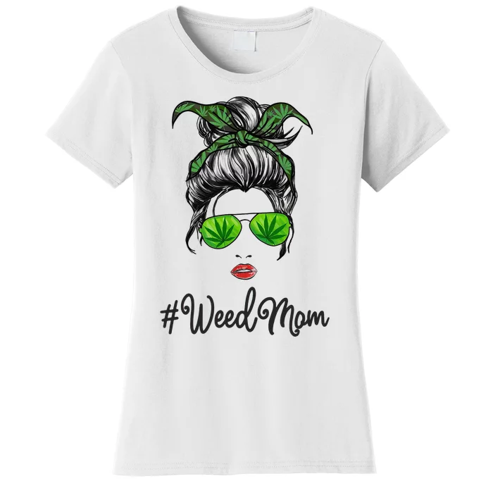 Classy Mom Life with Leopard Mom Marijuana Weed Lover Women's T-Shirt