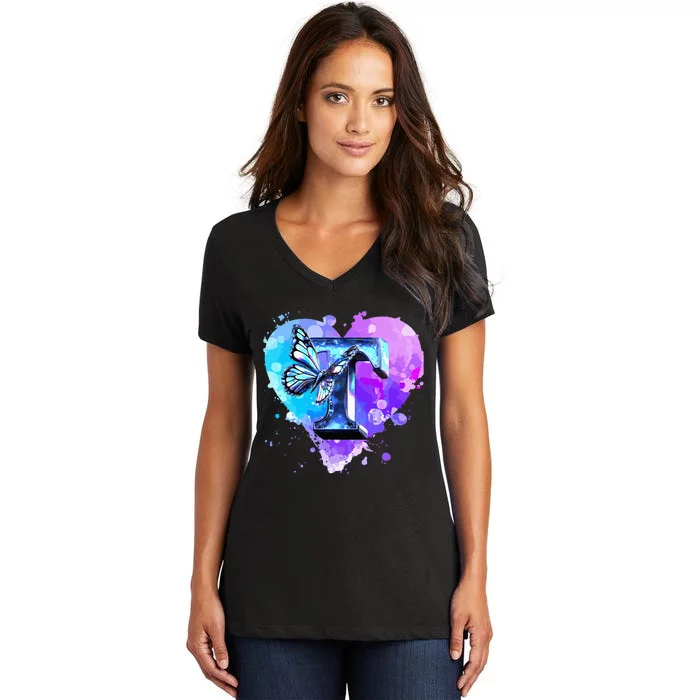 Concert Music Lover Summer Vacation City Funny Butterfly Art Women's V-Neck T-Shirt